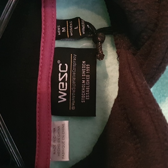 WESC Polar Fleece Colorblock Hoodie Mens Med/Wmns L - Picture 4 of 5